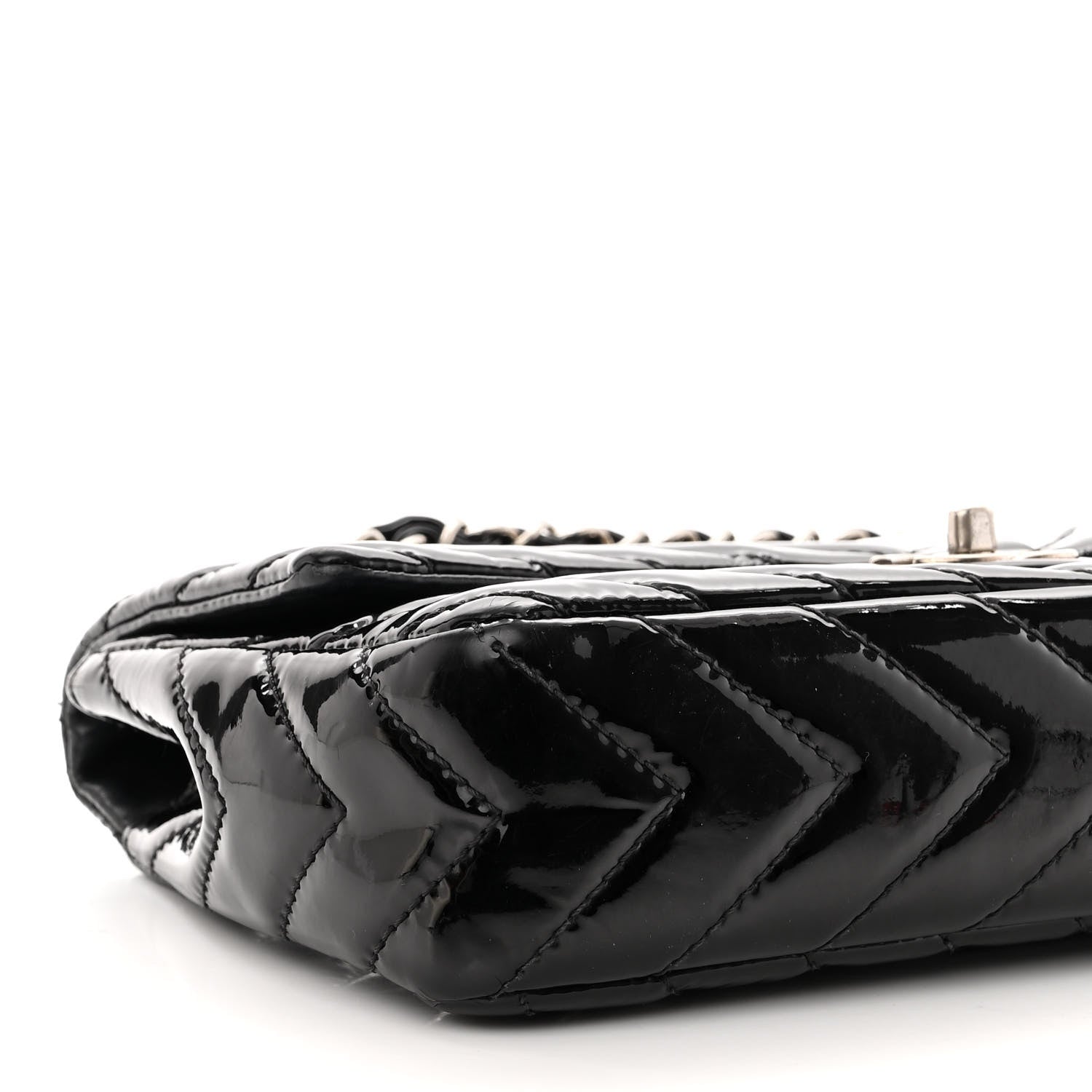 Chanel Patent Chevron Quilted Medium Single Flap Black 9 of 12