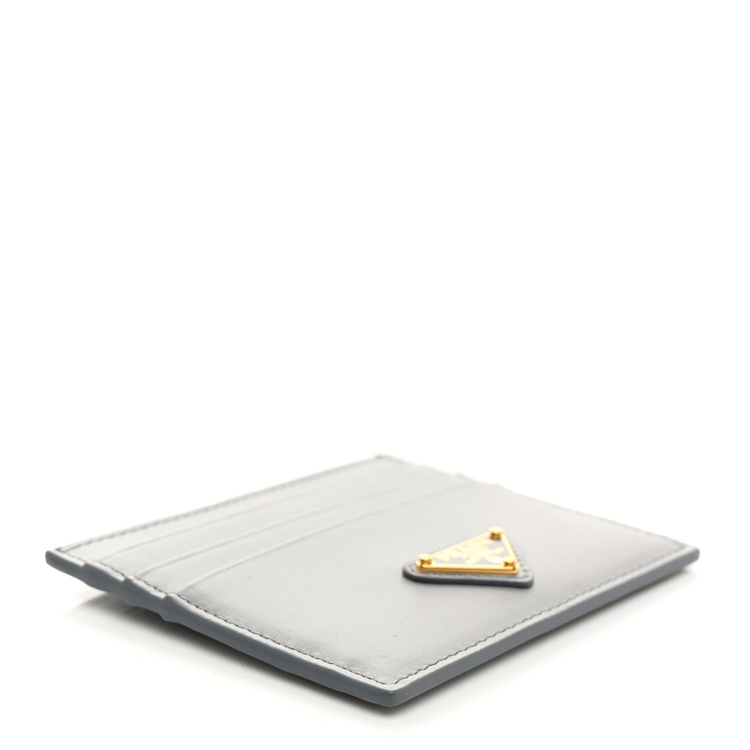 Prada Calfskin Triangle Card Holder Granite Gray 4 of 8