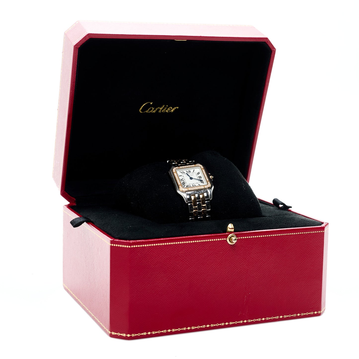 Stainless Steel 18K Pink Gold Diamond 27mm Panthere Quartz Watch