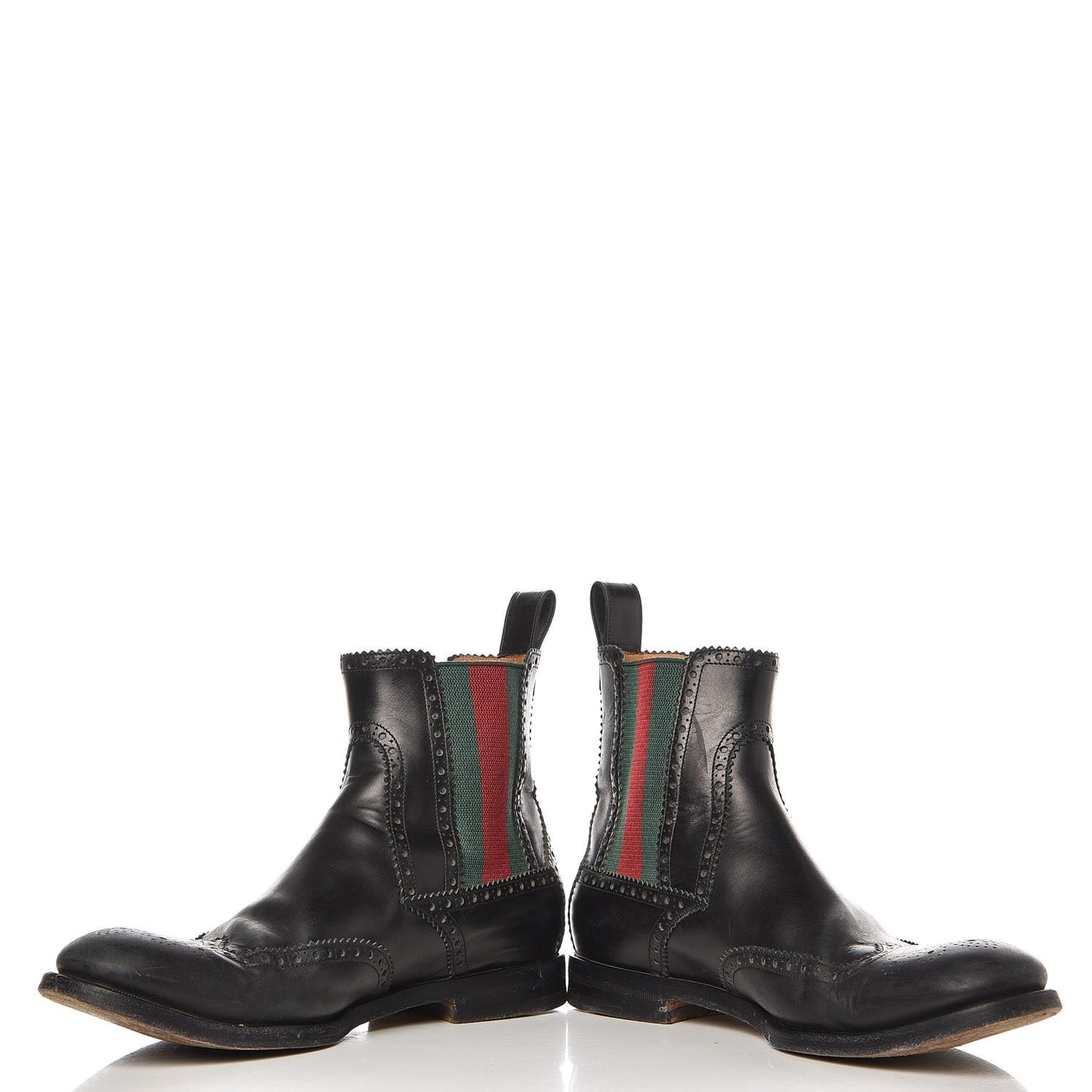 Calfskin Mens Wingtip Web Bee Chelsea Boots 10 Black
