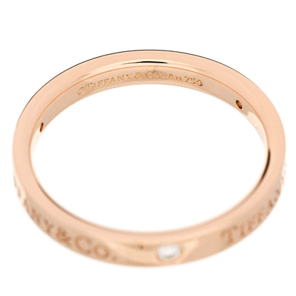 Tiffany 18K Rose Gold Diamond Logo Band Ring 56 7.75 4 of 5