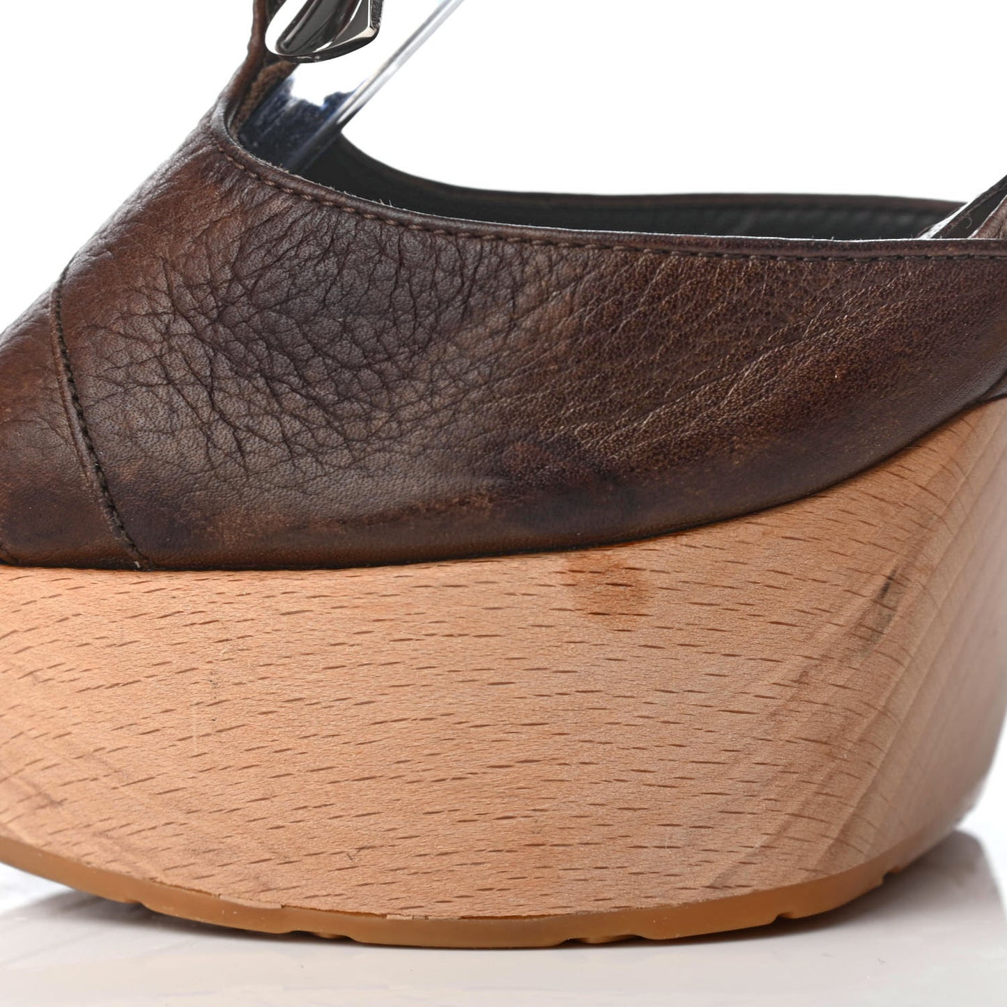 Calfskin Wooden CC Sandals 39 Dark Brown