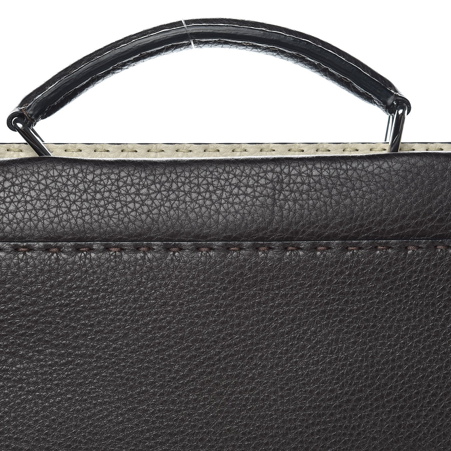 Calfskin Romano Selleria Large Peekaboo Iconic Fit Satchel Brown Milk Multicolor