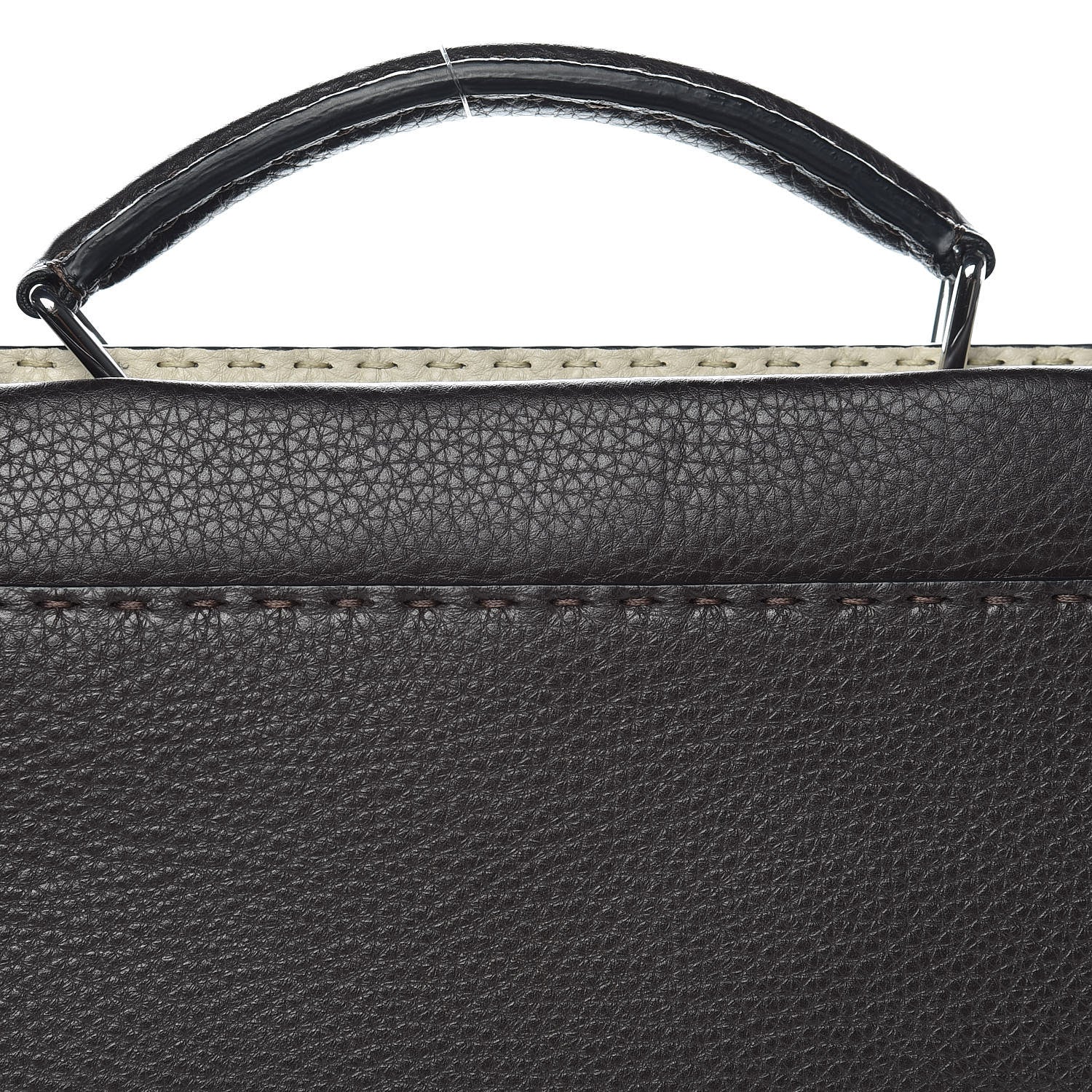 Fendi Calfskin Romano Selleria Large Peekaboo Iconic Fit Satchel Brown Milk Multicolor 10 of 10