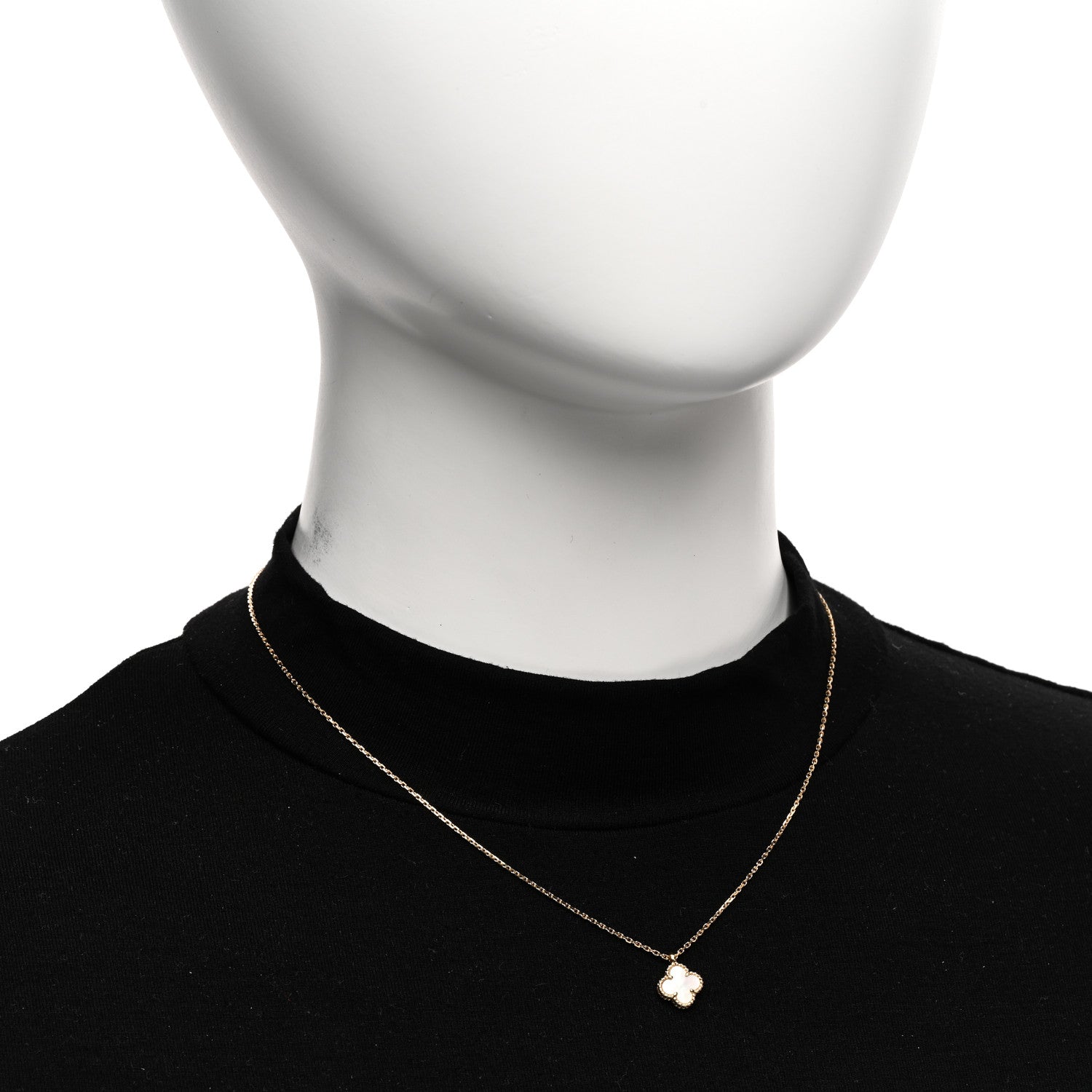 Van Cleef & Arpels 18K Yellow Gold Mother of Pearl Sweet Alhambra Pendant Necklace 2 of 6
