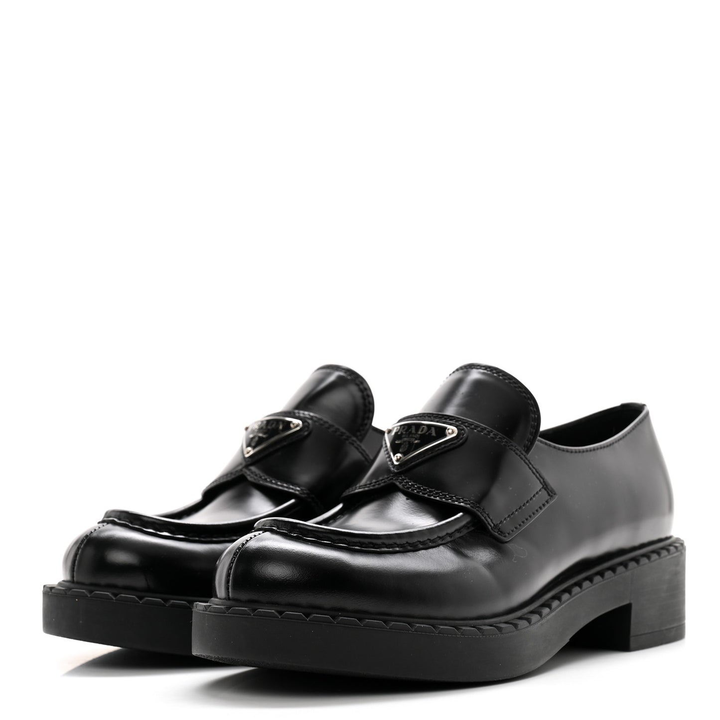 Spazzolato Metal Triangle Logo 50mm Loafers 37 Black