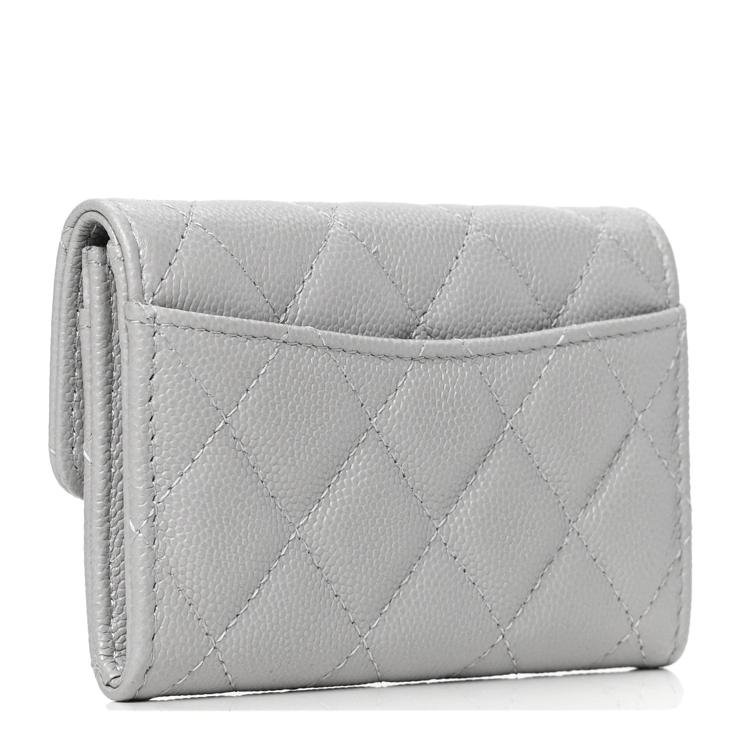 Chanel Caviar Quilted Flap Card Holder Wallet Grey 2 of 4