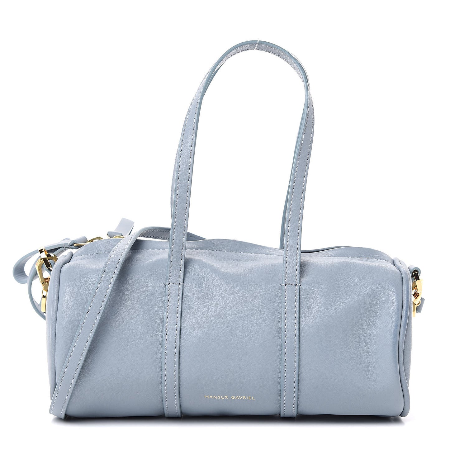 Calfskin Mini Duffel Bag Grey Blue
