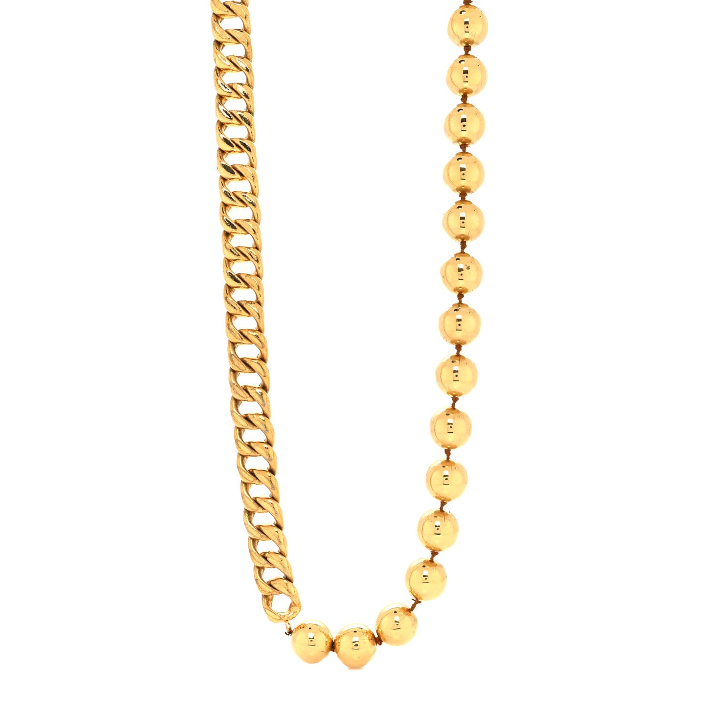 Metal Bead Chain Necklace Gold