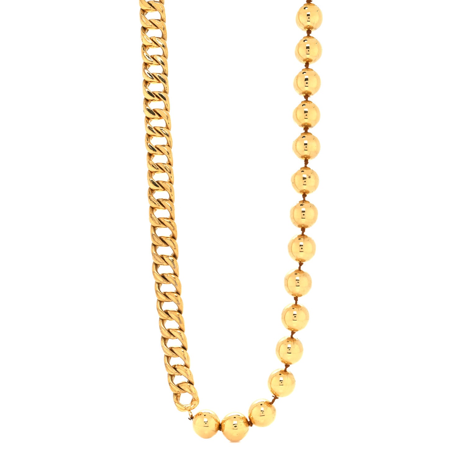 Chanel Metal Bead Chain Necklace Gold 1 of 4