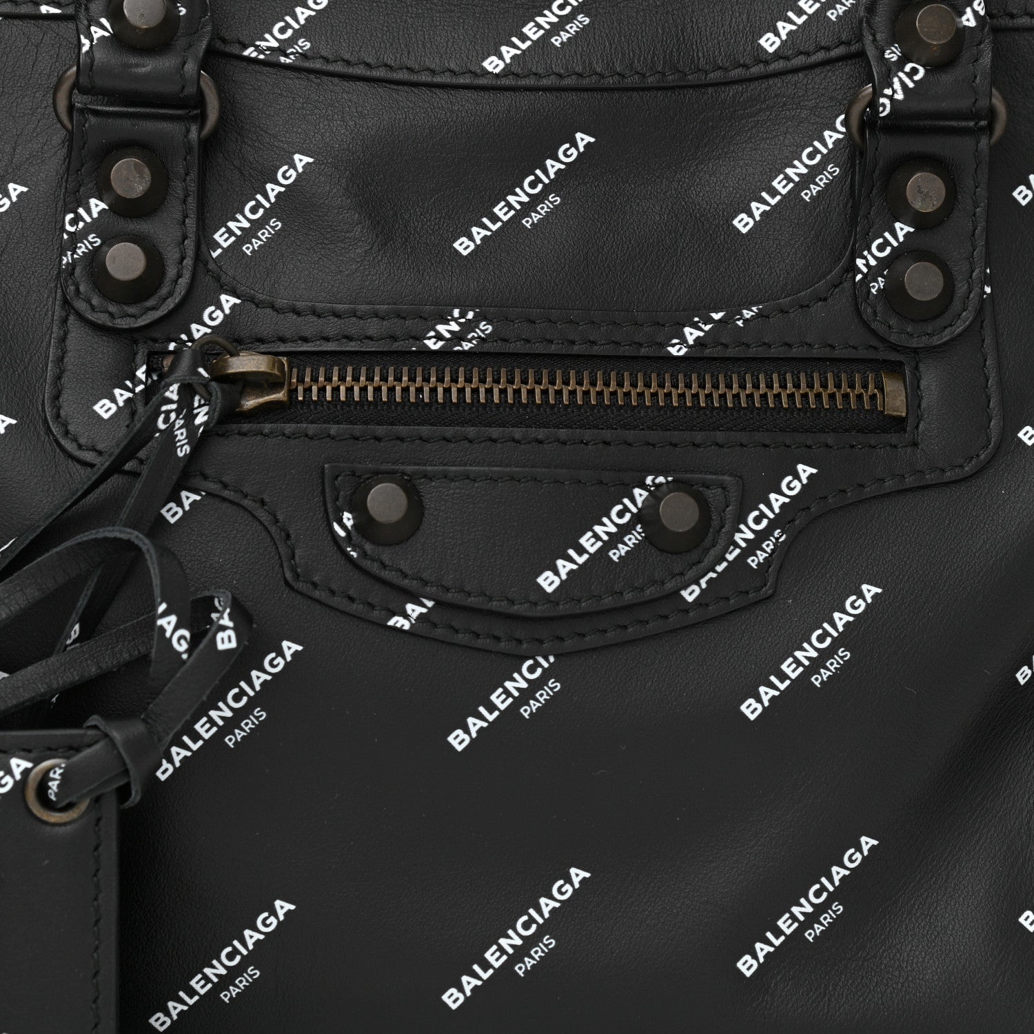 Balenciaga Veau Allover Logo Classic Hardware S City Black White 8 of 11