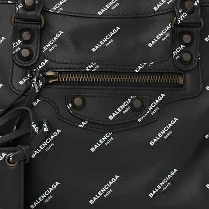 Balenciaga Veau Allover Logo Classic Hardware S City Black White 8 of 11