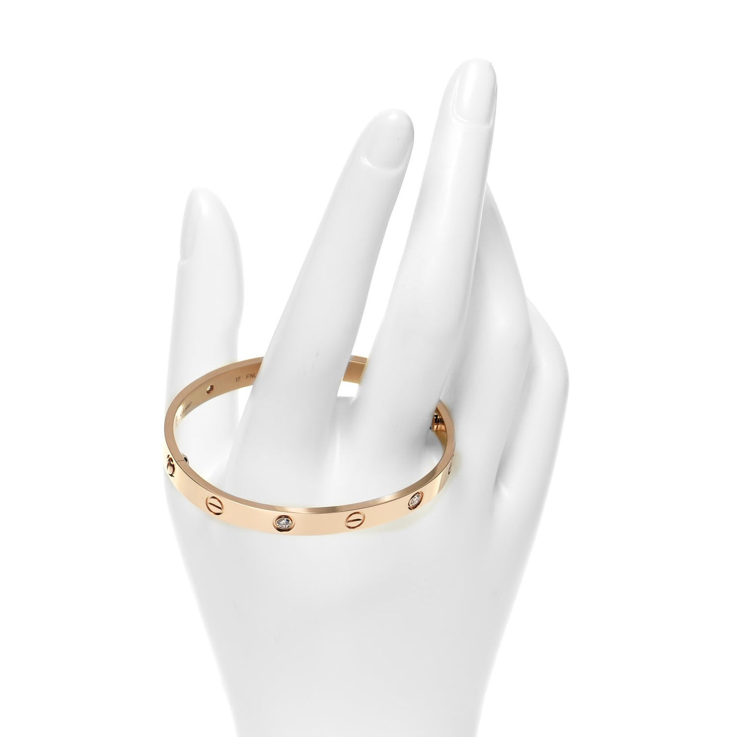 18K Pink Gold 4 Diamond LOVE Bracelet 17