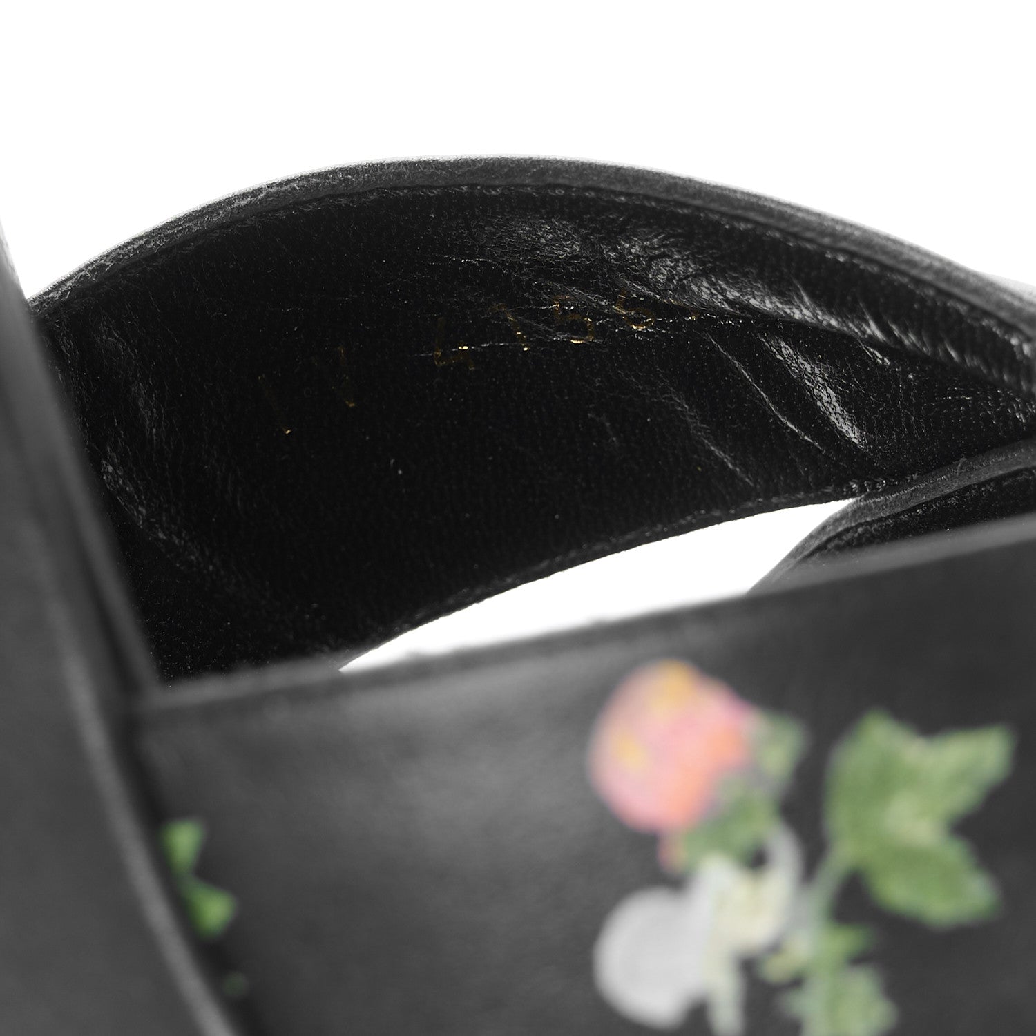 Saint Laurent Nappa Calfskin Grunge Flower Printed Candy 85 Platform Wedge Sandals 37.5 Black Multicolor 9 of 10