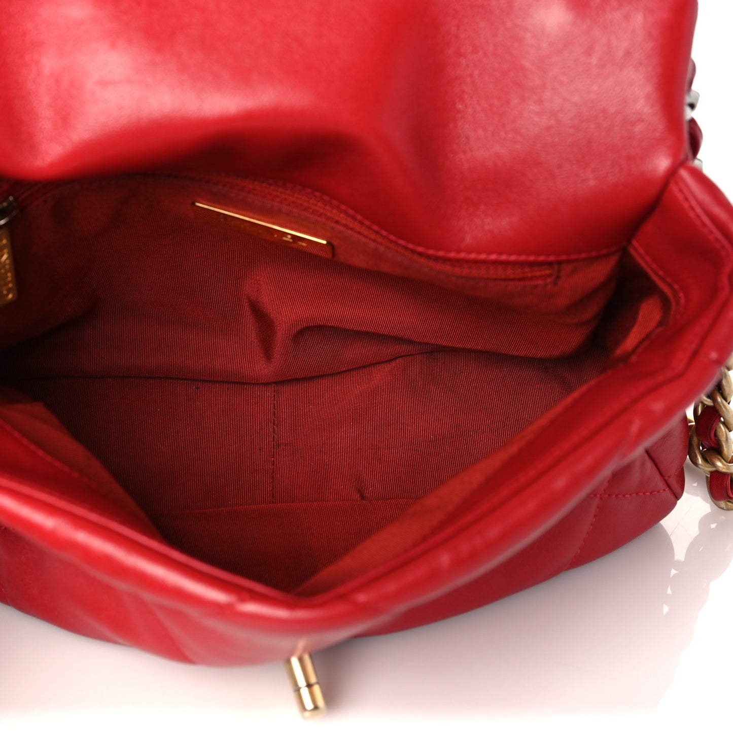 Goatskin Quilted Medium Chanel 19 Flap Red