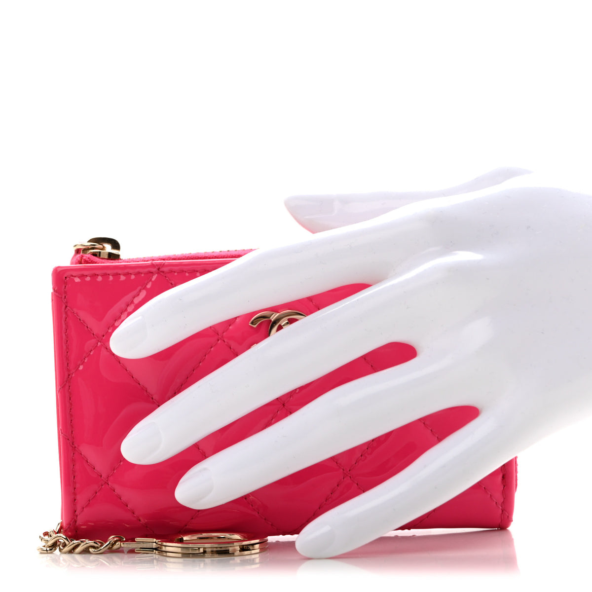 Chanel Patent Quilted Key Holder Case Pink 2 of 10