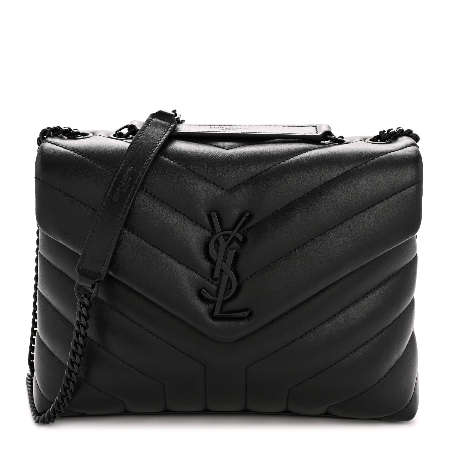 Saint Laurent Calfskin Y Quilted Monogram Monochrome Small Loulou Chain Satchel Black 1 of 11