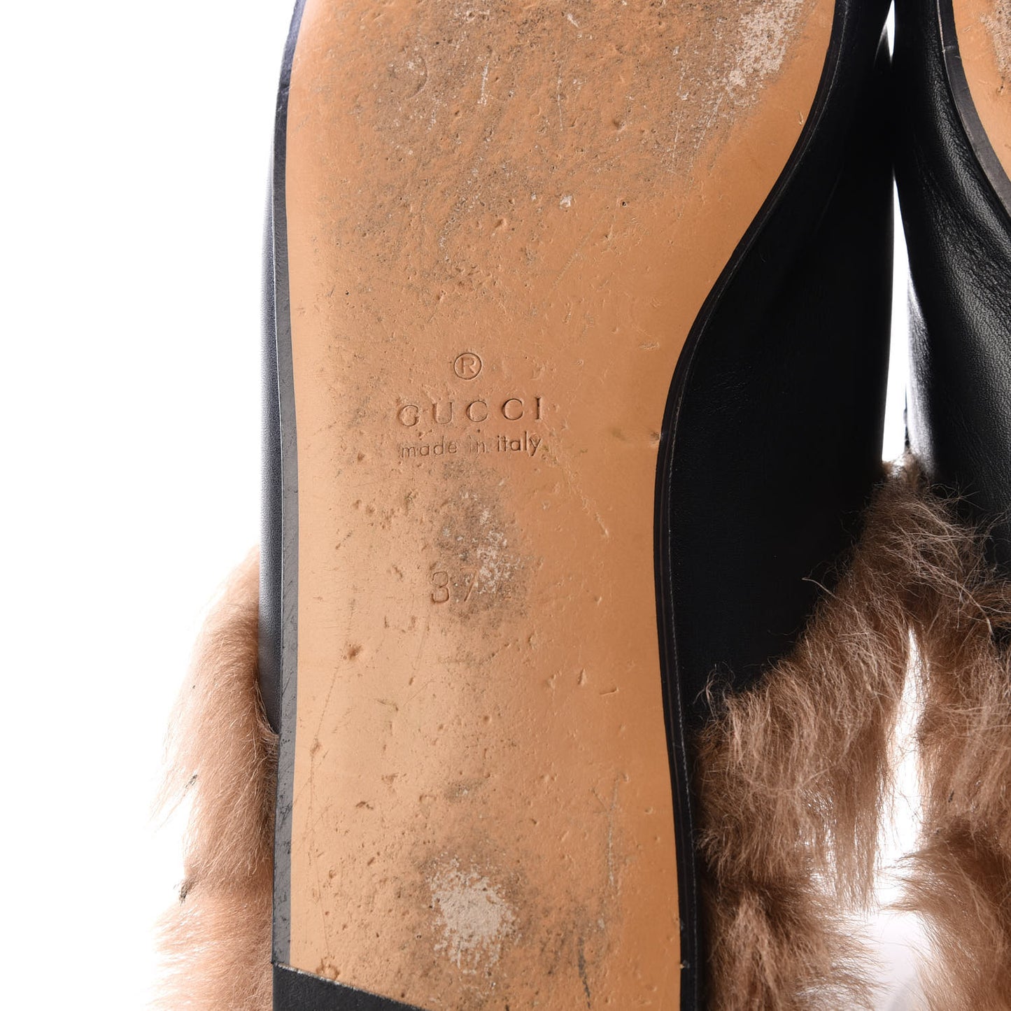 Calfskin Lambswool Tiger Embroidered Womens Princetown Slippers 37.5 Black