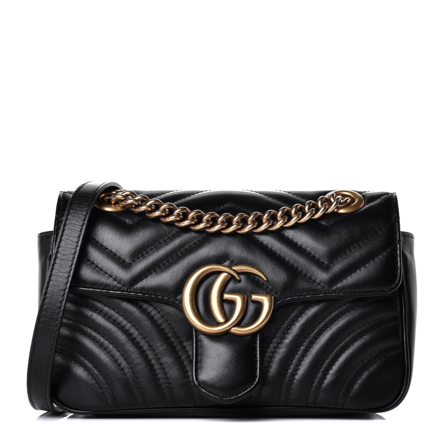 Calfskin Matelasse Mini GG Marmont Shoulder Bag Black