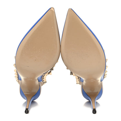 Valentino Garavani Calfskin Nappa Rockstud Ankle Strap 100mm Pumps 36 Sapphire Poudre 5 of 8