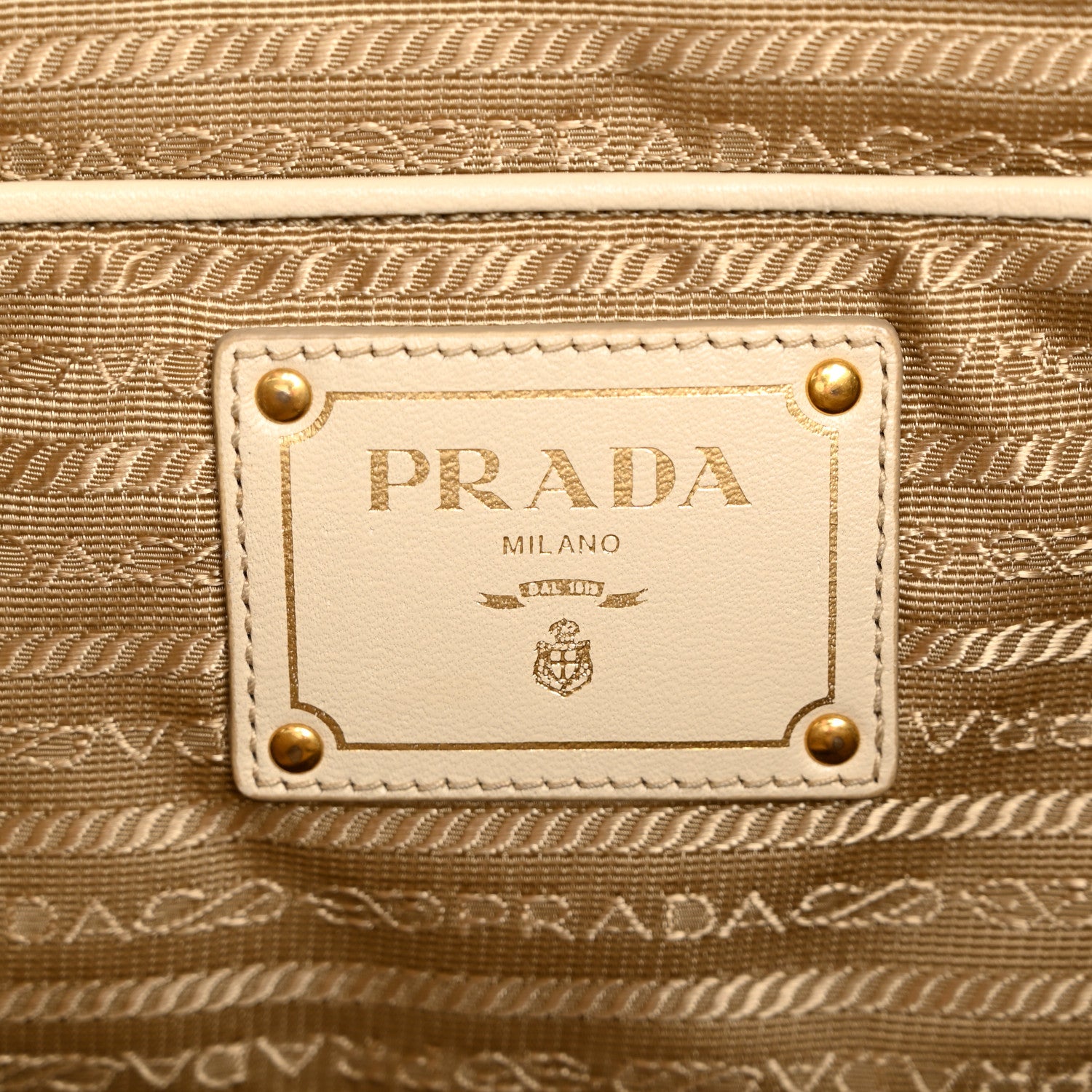 Prada Jacquard Logo Tote Corda Talco 1777036 – FASHIONPHILE