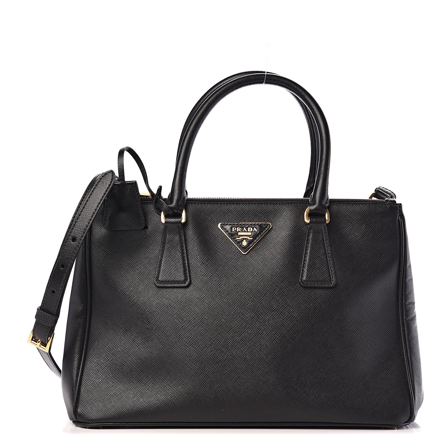 Saffiano Small Galleria Double Zip Tote Black