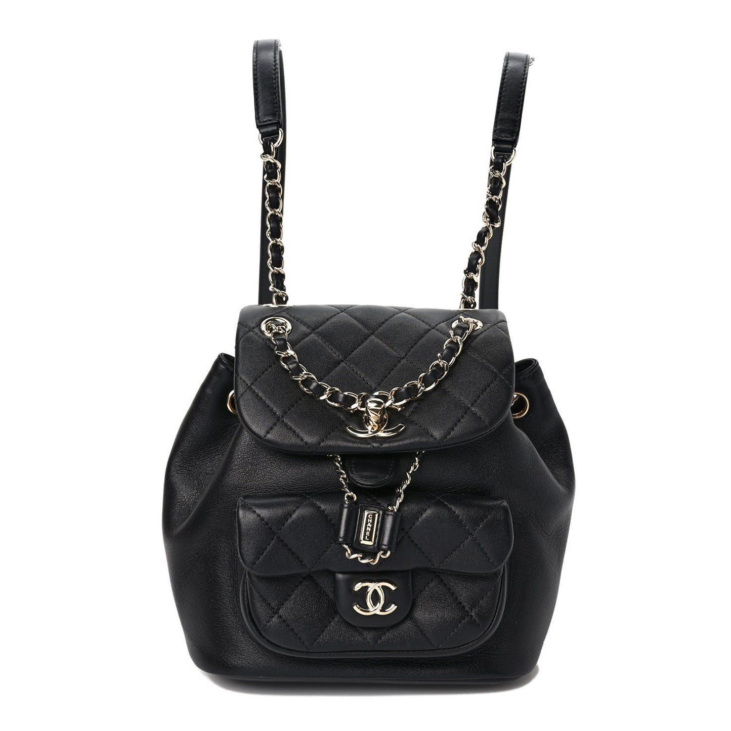 Lambskin Quilted Small Duma Drawstring Backpack Black