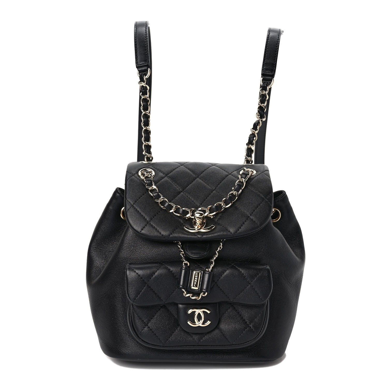 Chanel Lambskin Quilted Small Duma Drawstring Backpack Black 1 of 8