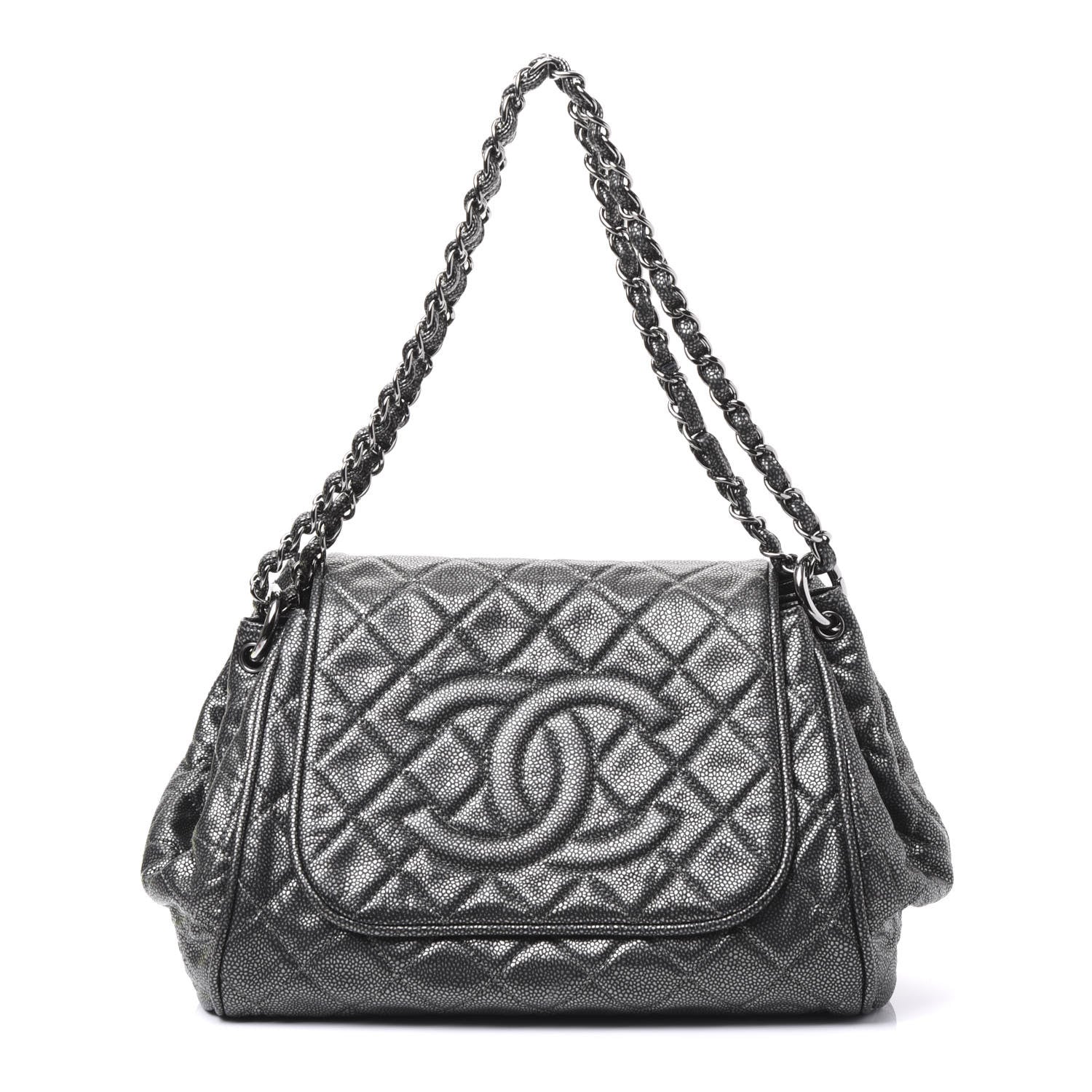 Chanel Metallic Caviar Quilted Timeless Accordion Flap Dark Silver 1 of 9