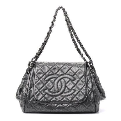 Chanel Metallic Caviar Quilted Timeless Accordion Flap Dark Silver 1 of 9