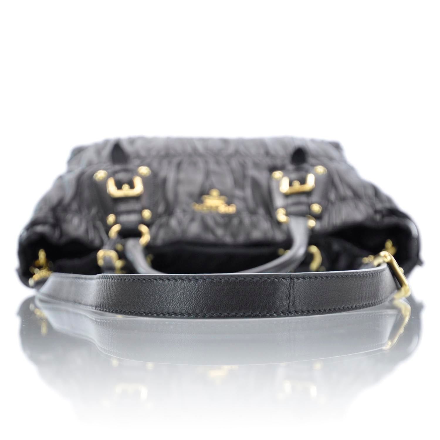 Prada Nappa Leather Gaufre Tote Nero Black 4 of 11