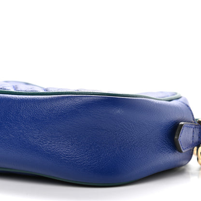Gucci Azalea Calfskin Enamel Matelasse Diagonal Small Torchon GG Marmont Chain Shoulder Bag Imperial Blue Pavone 10 of 10