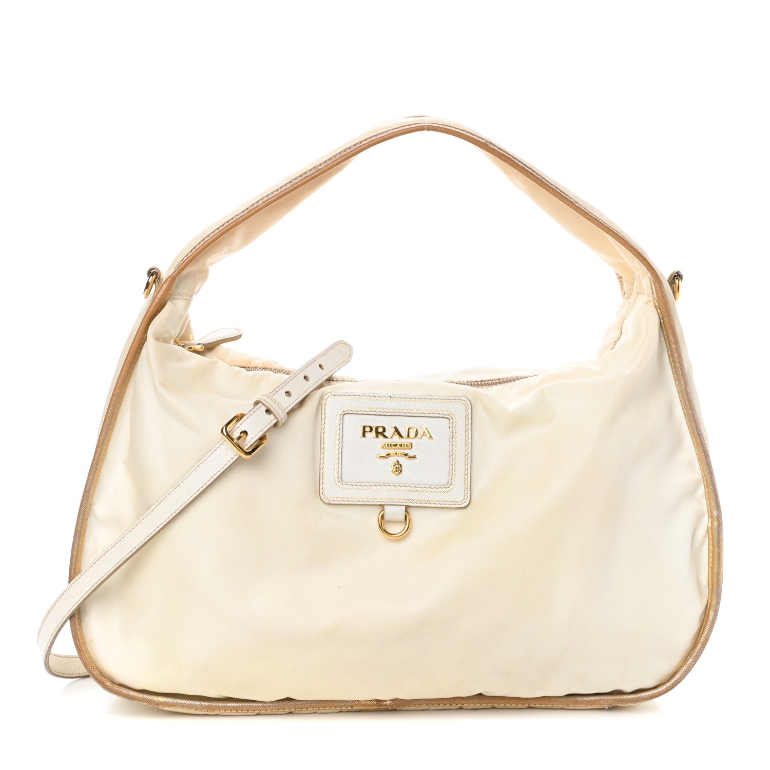 Prada Tessuto Nylon Saffiano Shoulder Bag White 1 of 9