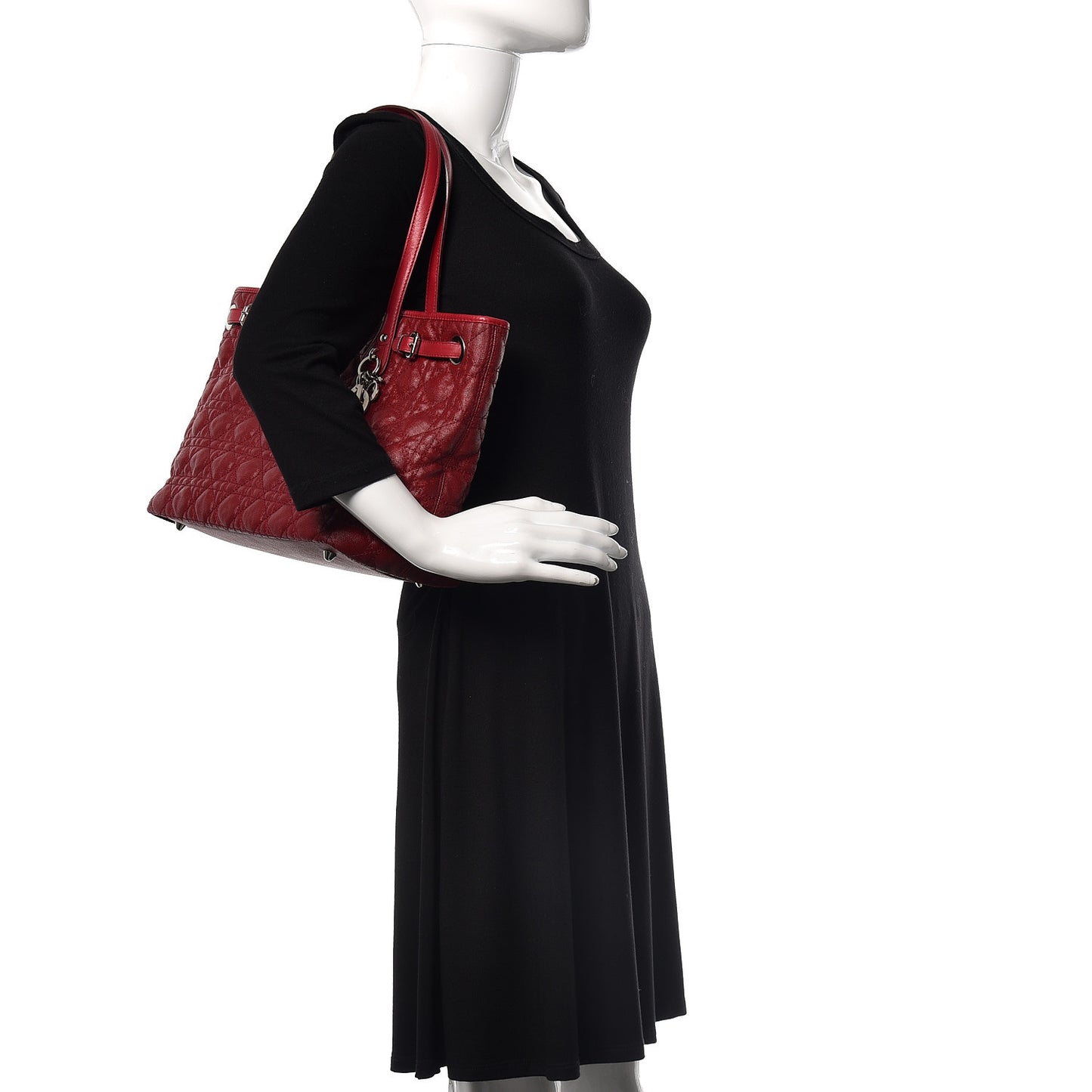 Coated Canvas Cannage Small Panarea Tote Red