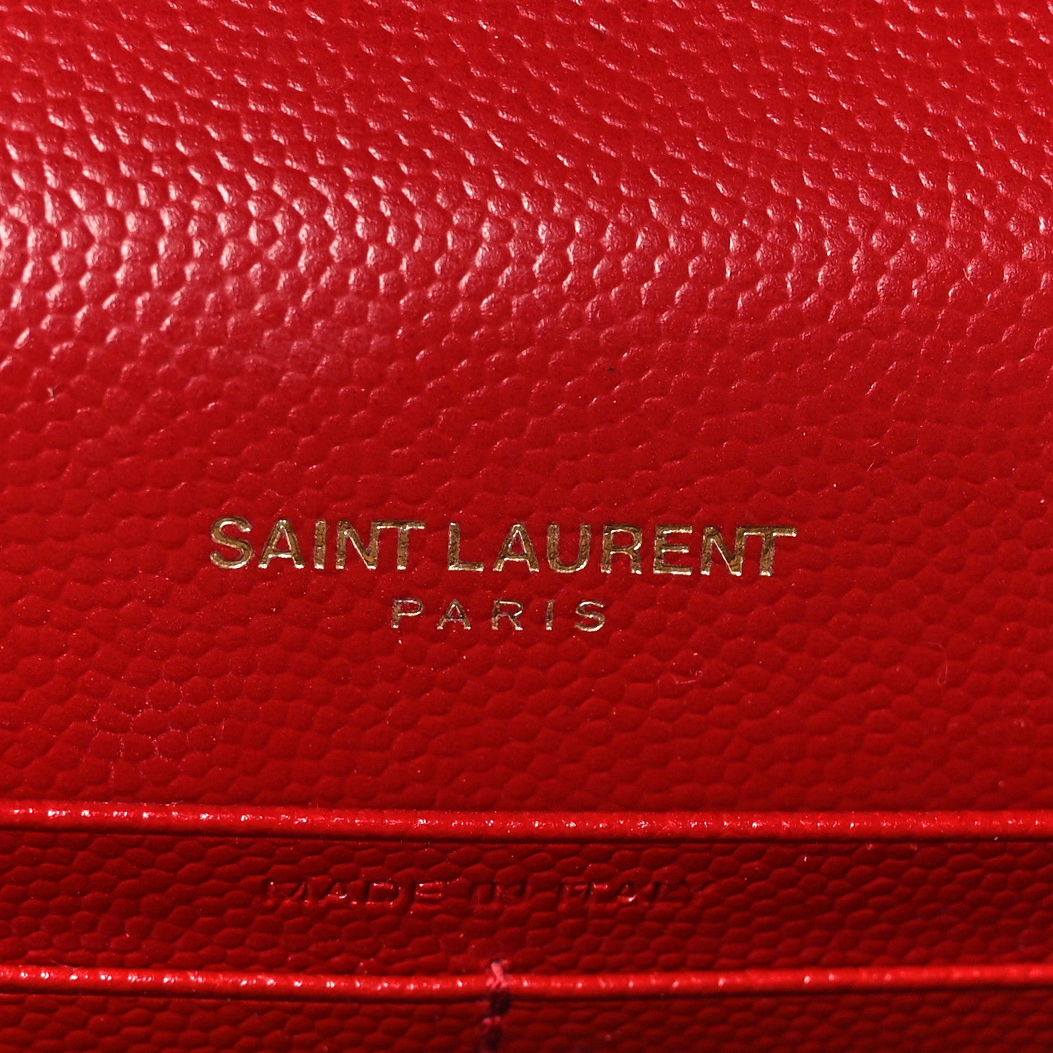 Saint Laurent Grain De Poudre Matelasse Chevron Monogram Chain Wallet Rouge Eros 7 of 9
