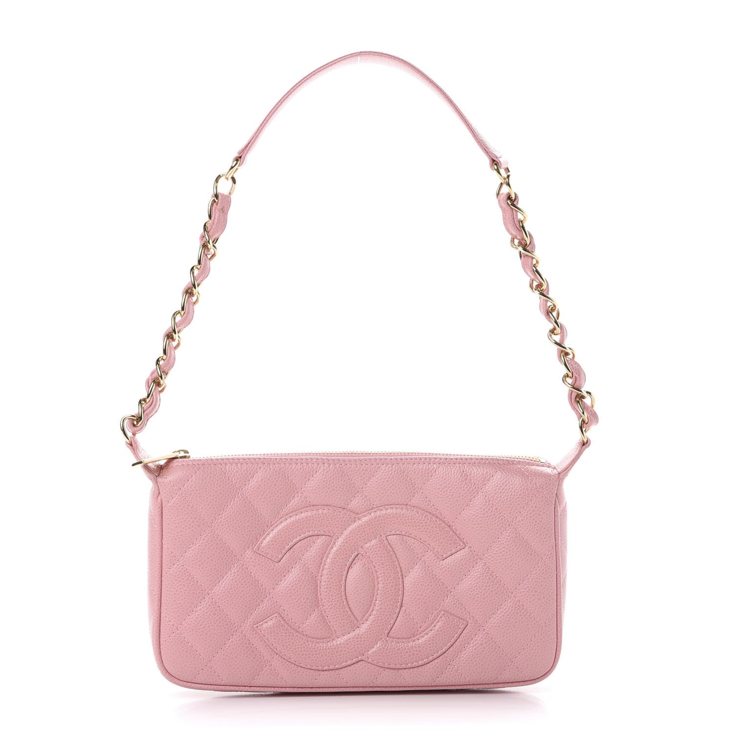 Caviar Quilted Pochette Pink