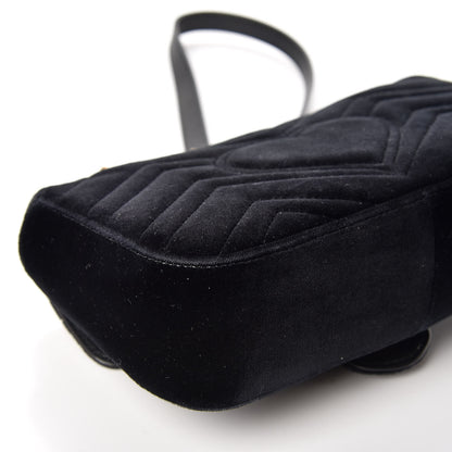 Gucci Velvet Matelasse Mini GG Marmont Shoulder Bag Black 7 of 12