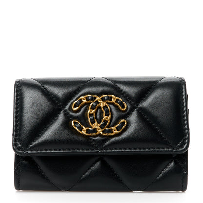 Chanel Lambskin Quilted Chanel 19 Flap Card Holder Black 1 of 11
