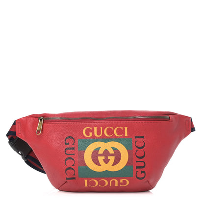 Gucci Grained Calfskin Logo Belt Bag Hibiscus Red 1 of 9
