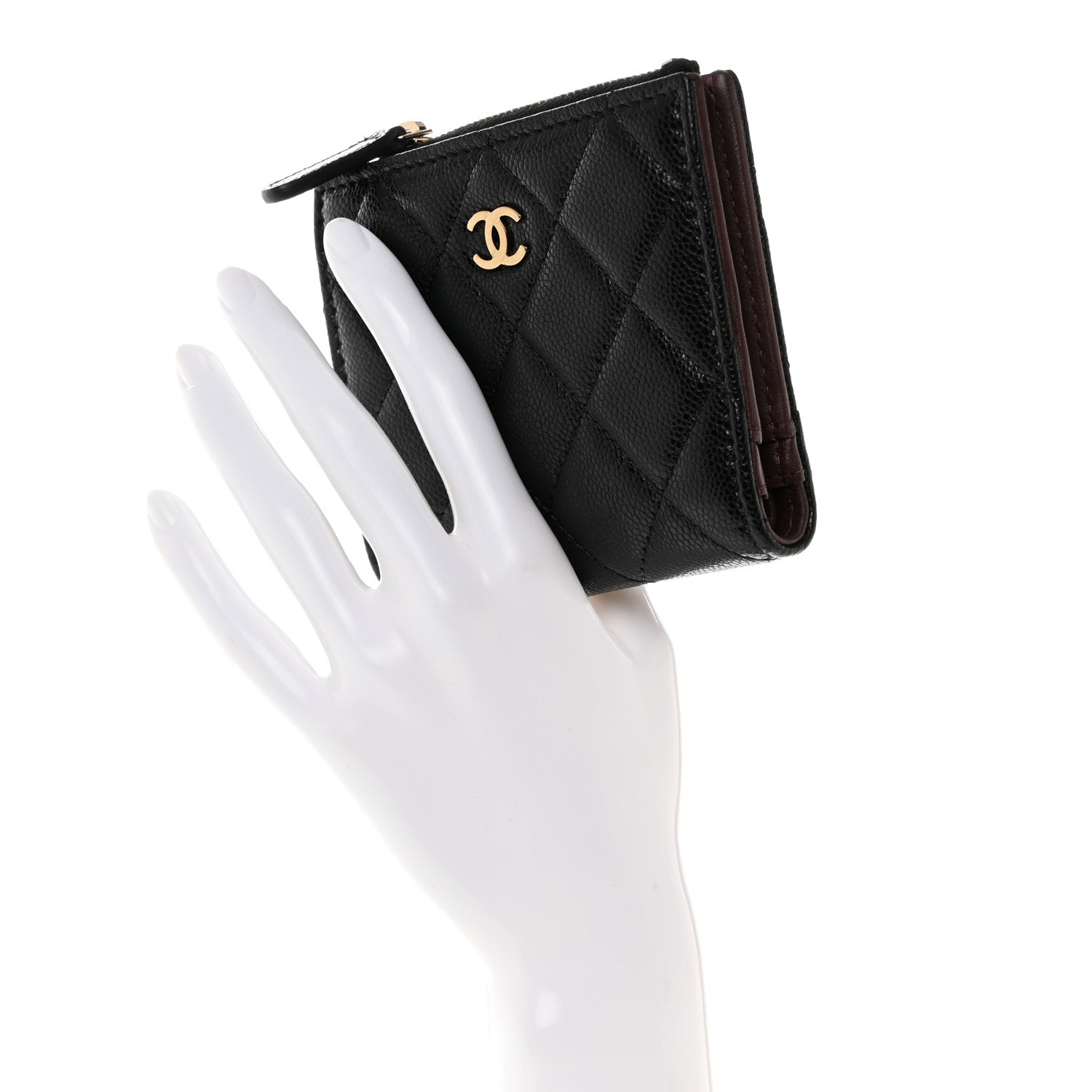 Chanel Caviar Quilted CC Zip Compact Wallet Black 2 of 9