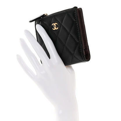 Chanel Caviar Quilted CC Zip Compact Wallet Black 2 of 9