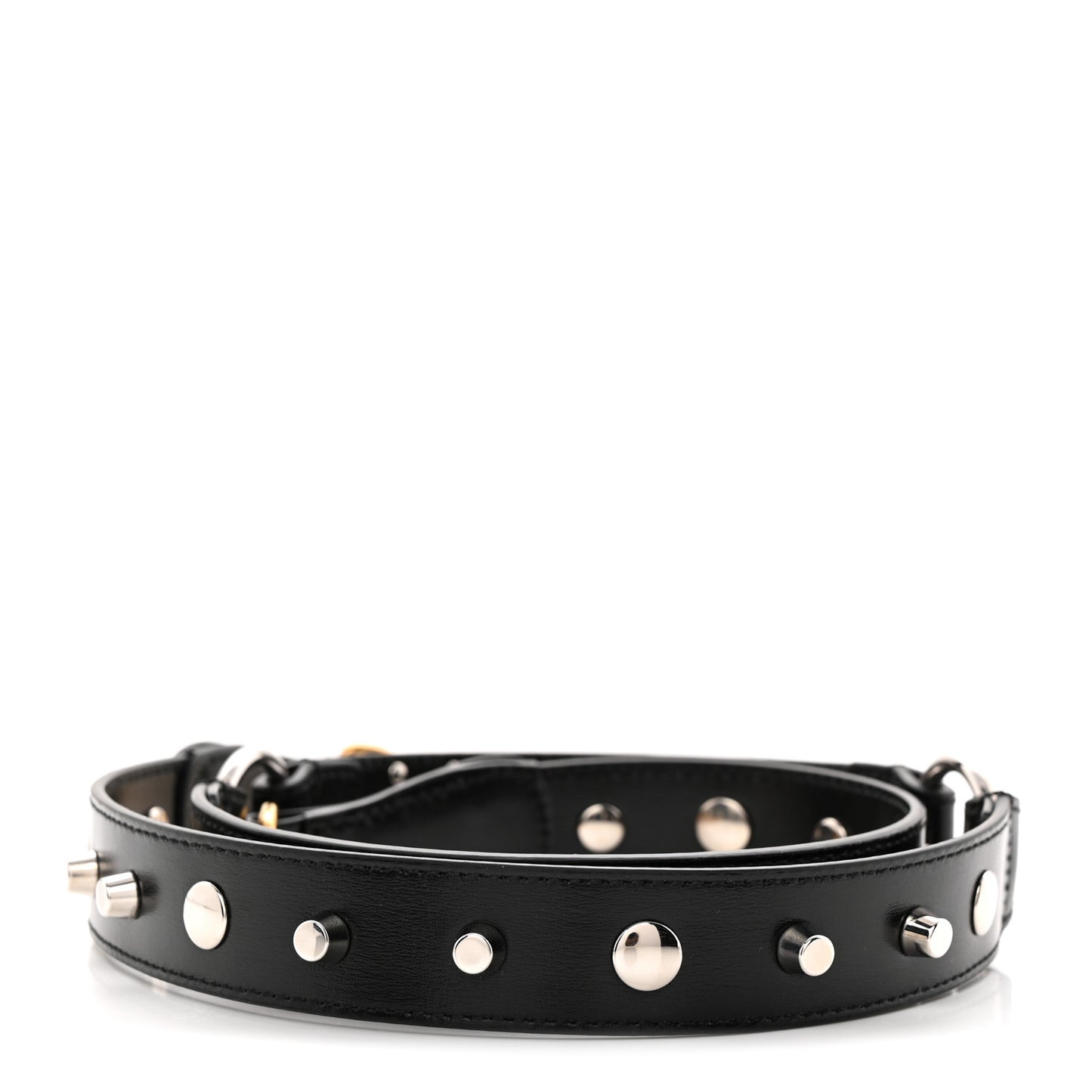 Calfskin Studded Logo Shoulder Strap Black
