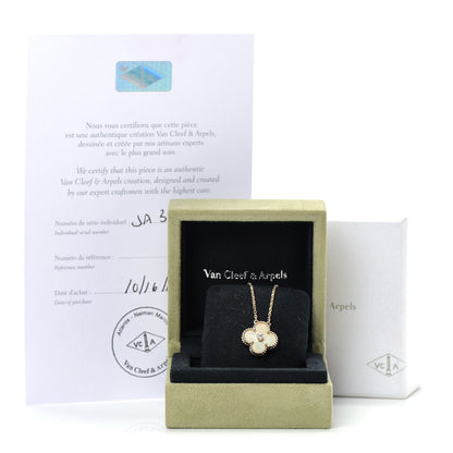Van Cleef & Arpels 18K Yellow Gold Diamond Yellow Mother of Pearl Vintage Alhambra Pendant Necklace 7 of 7