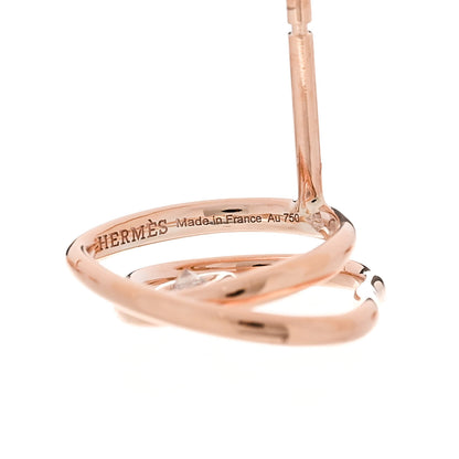 Hermes 18K Rose Gold Diamond TPM Vertige Coeur Earrings 4 of 5