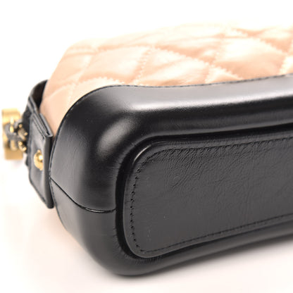 Chanel Aged Calfskin Quilted Gabrielle Classic Pouch Beige Black 8 of 9