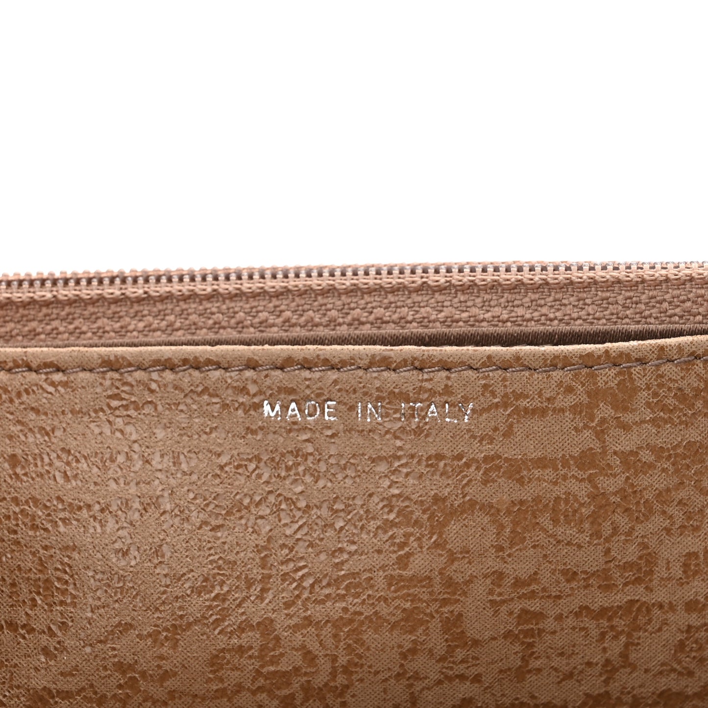 Crackled Coated Fabric Quilted Wallet On Chain WOC Beige