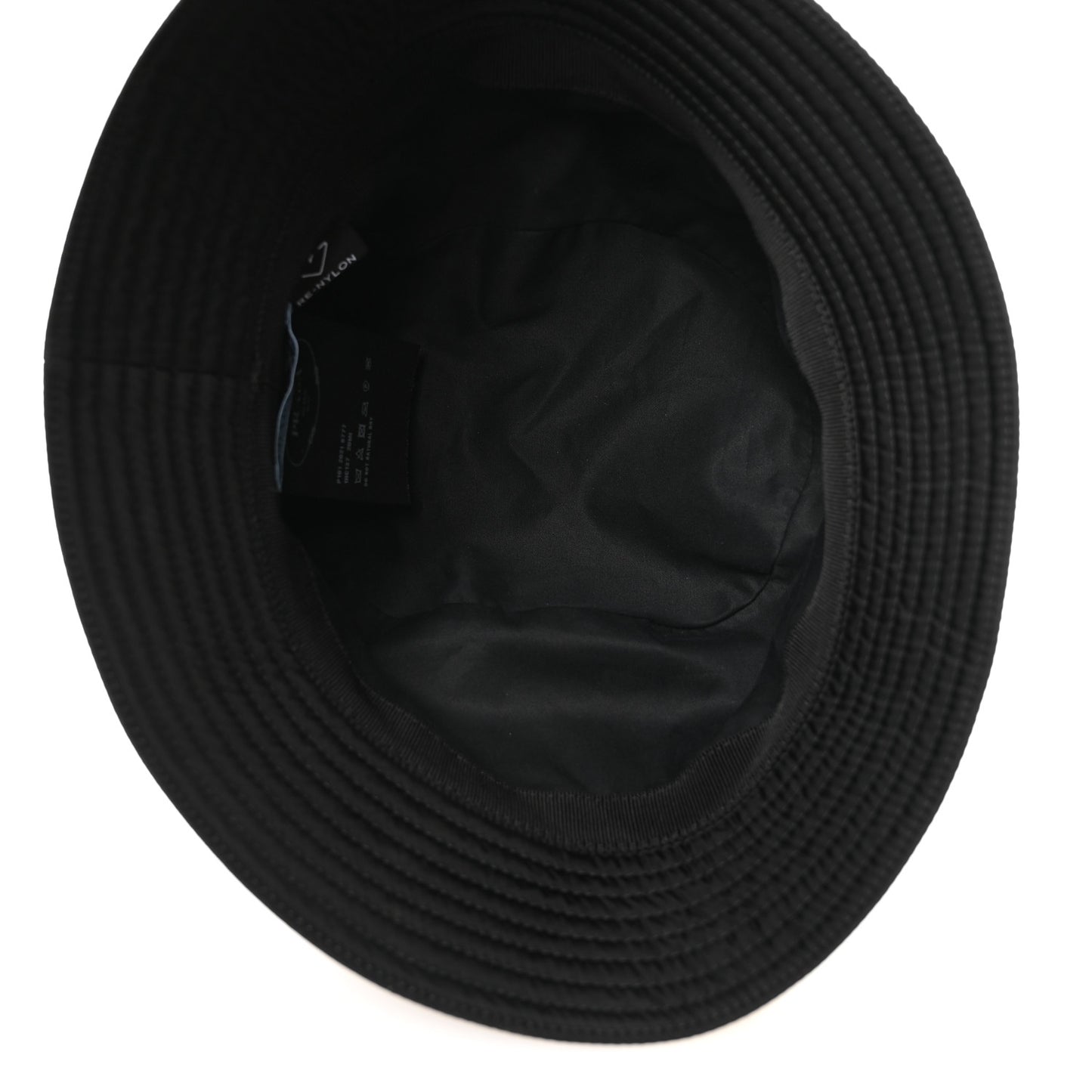 Re-Nylon Metal Triangle Logo Womens Bucket Hat L Black