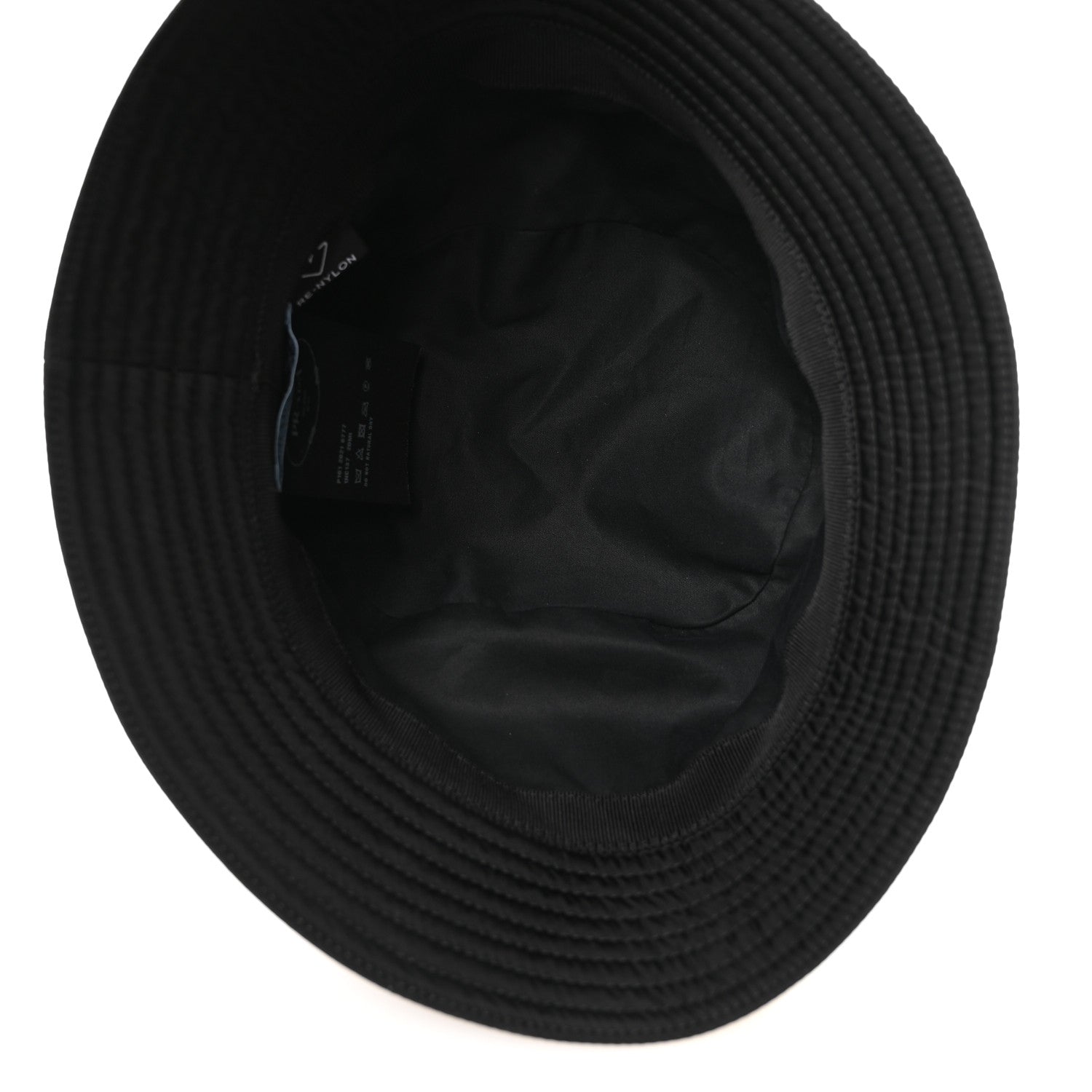 Prada Re-Nylon Metal Triangle Logo Womens Bucket Hat L Black 7 of 9