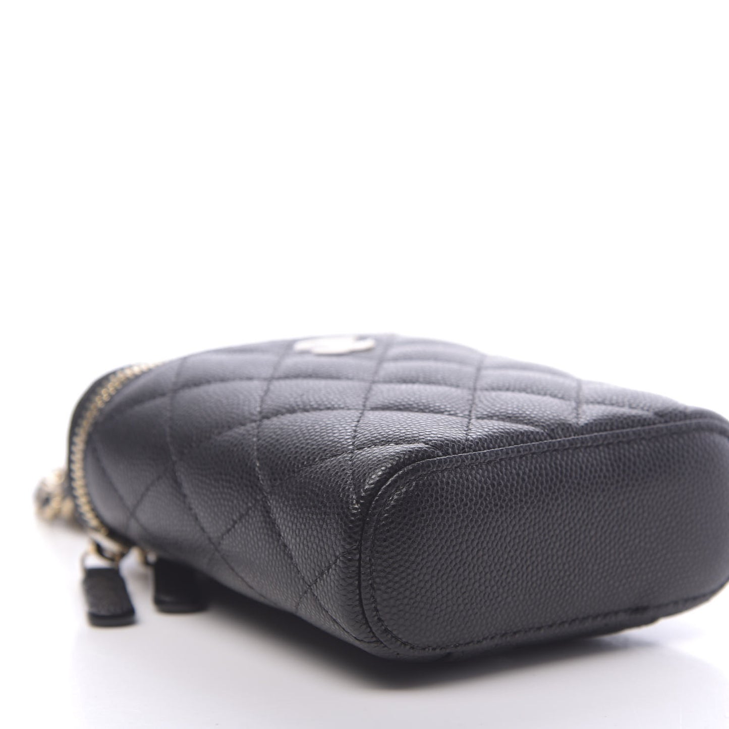 Caviar Quilted Small Vertical Coco Beauty Vanity Case With Chain Black