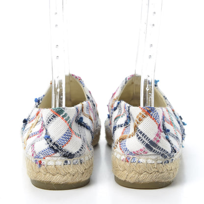 Chanel Tweed Grosgrain CC Espadrilles 41 White Blue Pink Green Black 6 of 10